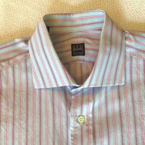 Ike Behar pink and blue striped shirt, 16 x 35, regular fit.